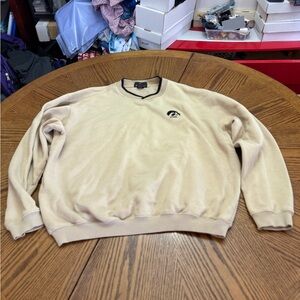 Antigua Iowa Hawkeyes Yellow Crewneck Sweatshirt with Black Trim and Logo